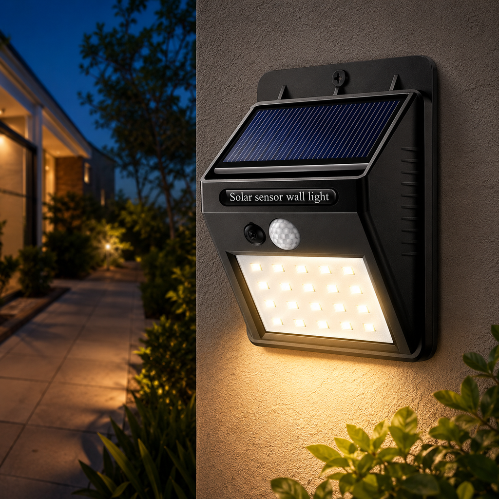 PI-9 Solar Motion Sensor Wall Light – Waterproof Outdoor LED Security Light