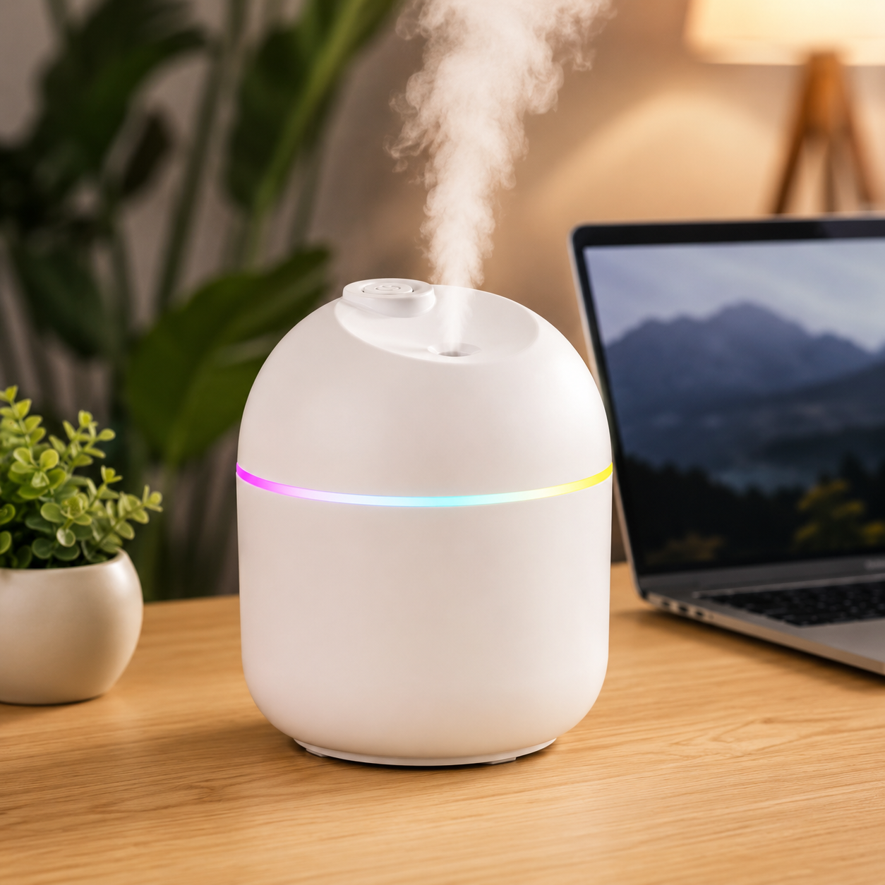 Mini USB Air Humidifier with LED Night Light – Quiet Mist Diffuser