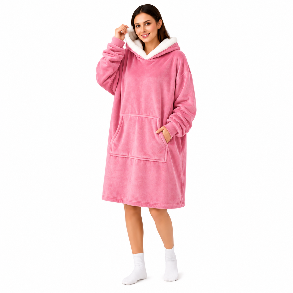 Plush Hooded Blanket Hoodie – Warm & Cozy Wearable Blanket