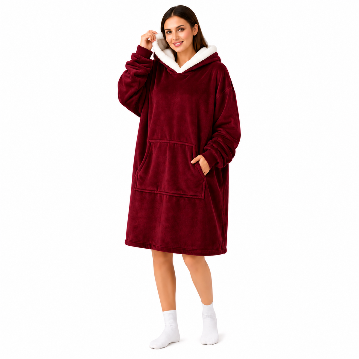 Plush Hooded Blanket Hoodie – Warm & Cozy Wearable Blanket