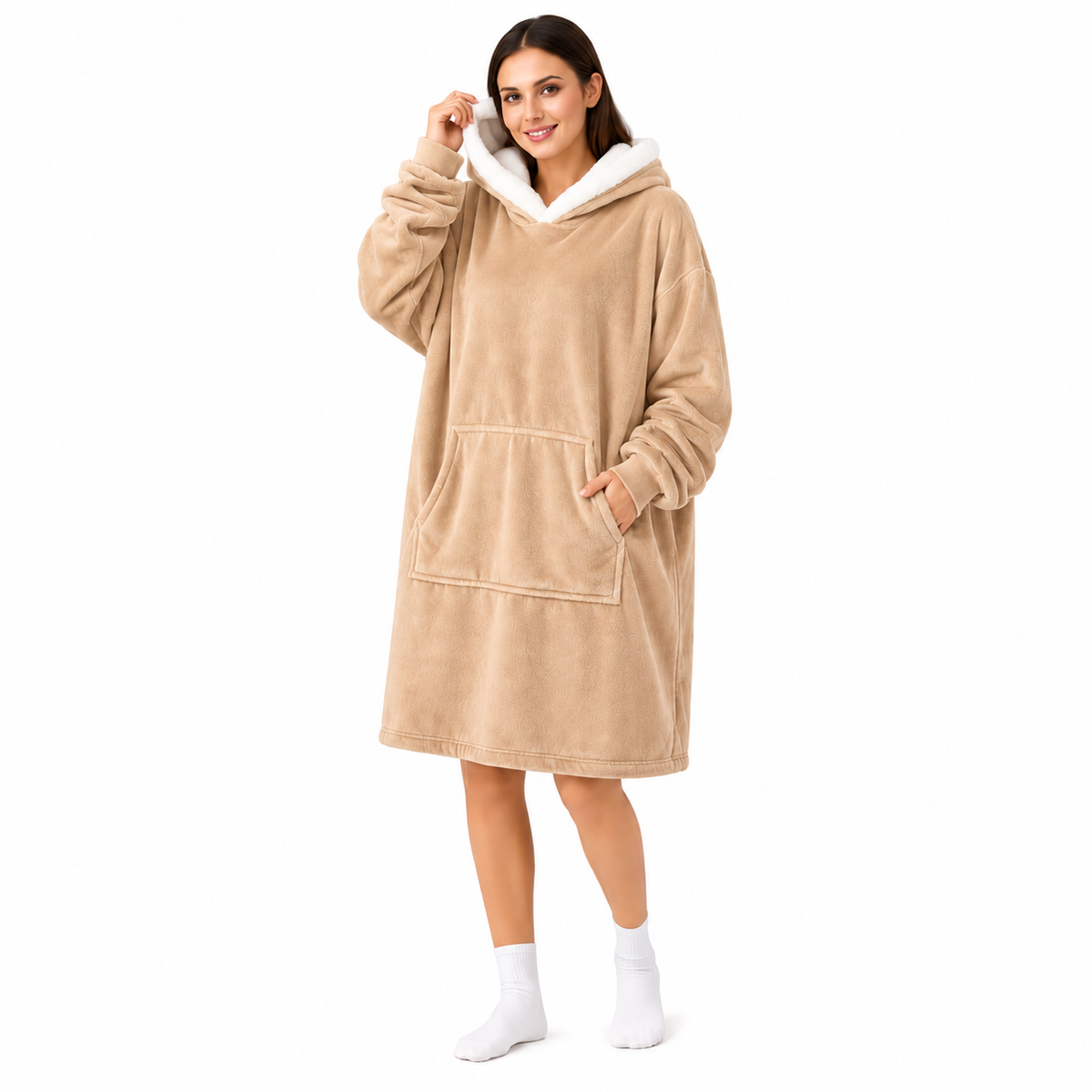 Plush Hooded Blanket Hoodie – Warm & Cozy Wearable Blanket