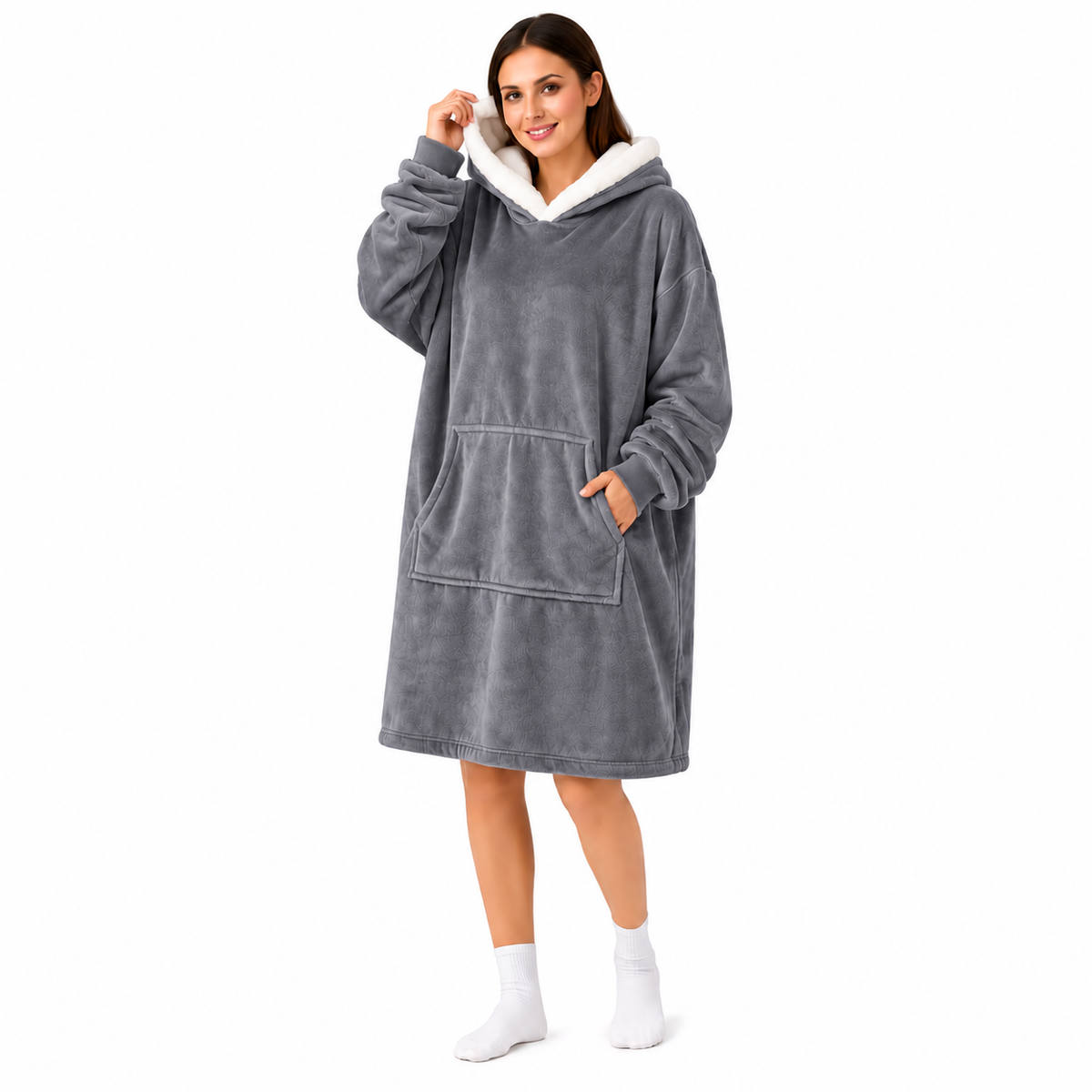 Plush Hooded Blanket Hoodie – Warm & Cozy Wearable Blanket