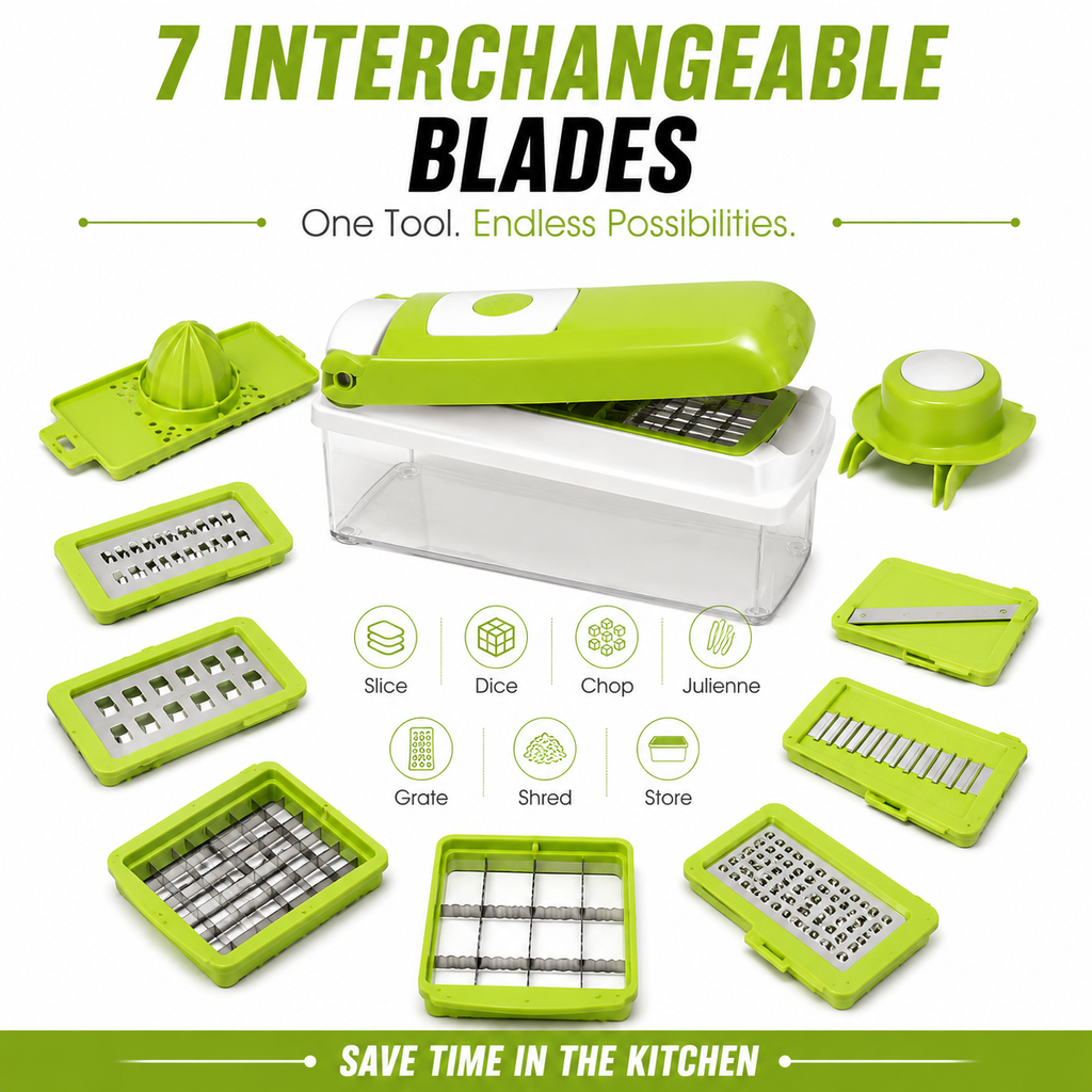 7-in-1 Multifunction Vegetable Chopper & Slicer Set | Manual Food Prep Cutter