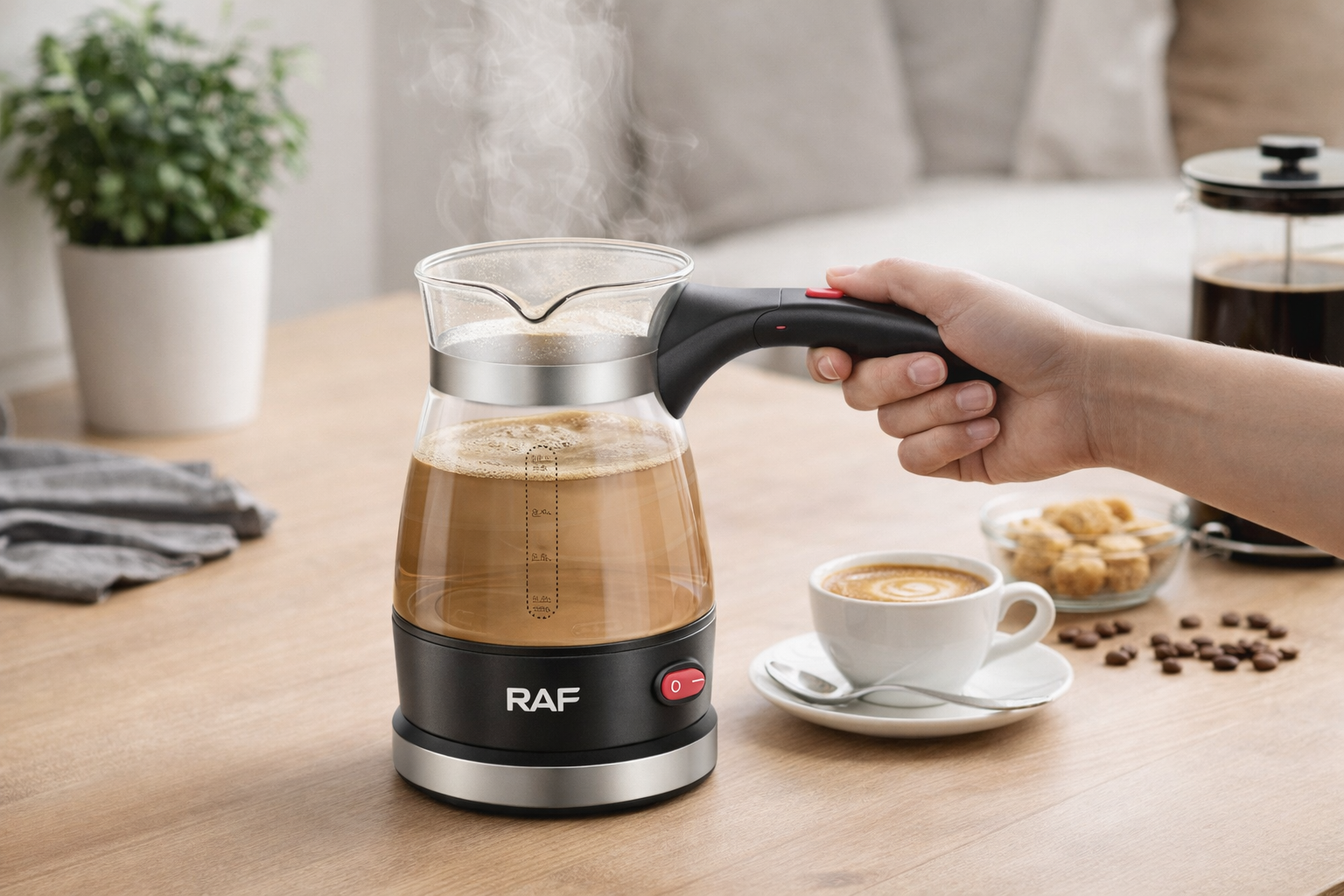 RAF Electric Coffee Pot 0.5L – 600W Glass Coffee Maker with LED Indicator (R.128)