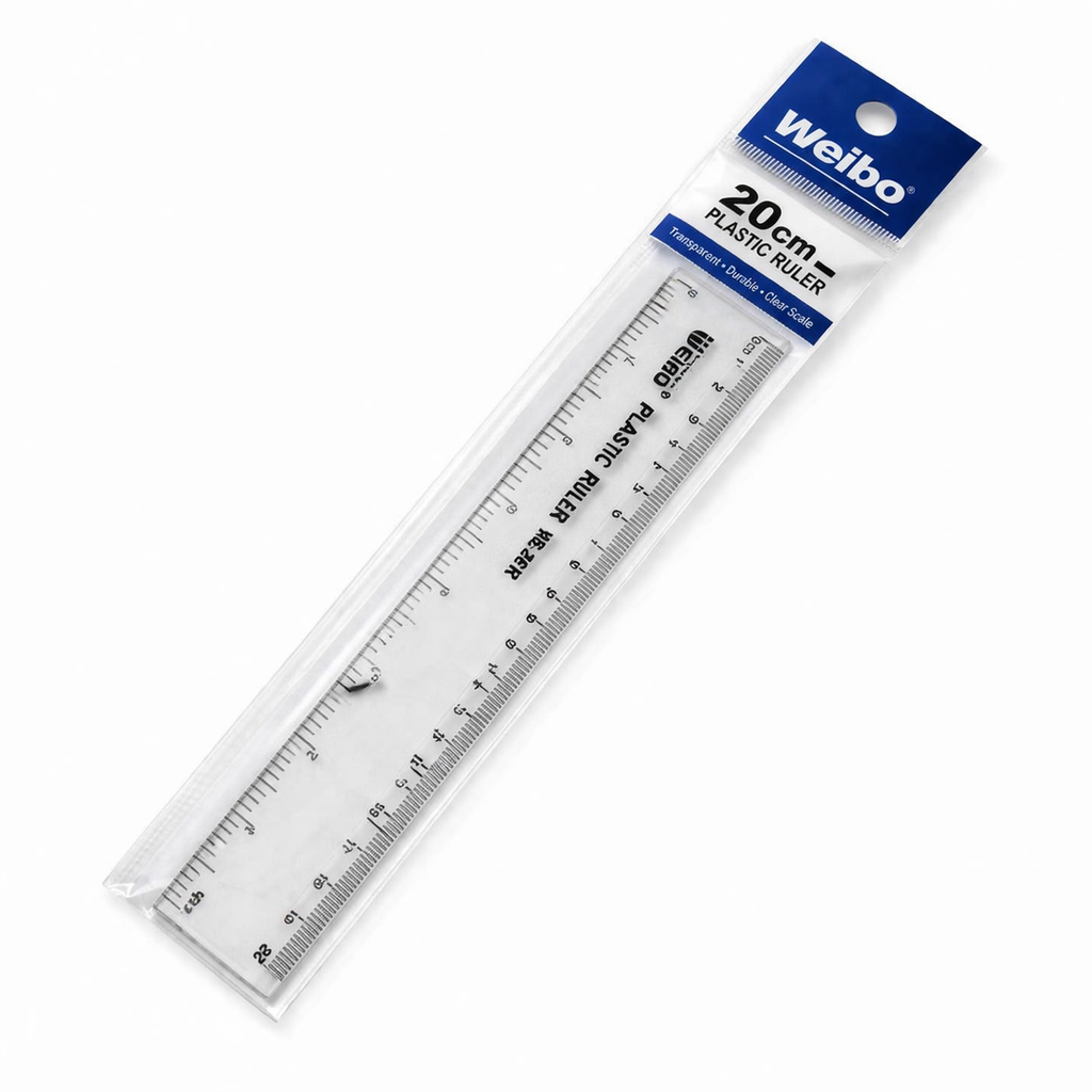 Weibo 20cm Transparent Plastic Ruler – Clear Measuring Scale