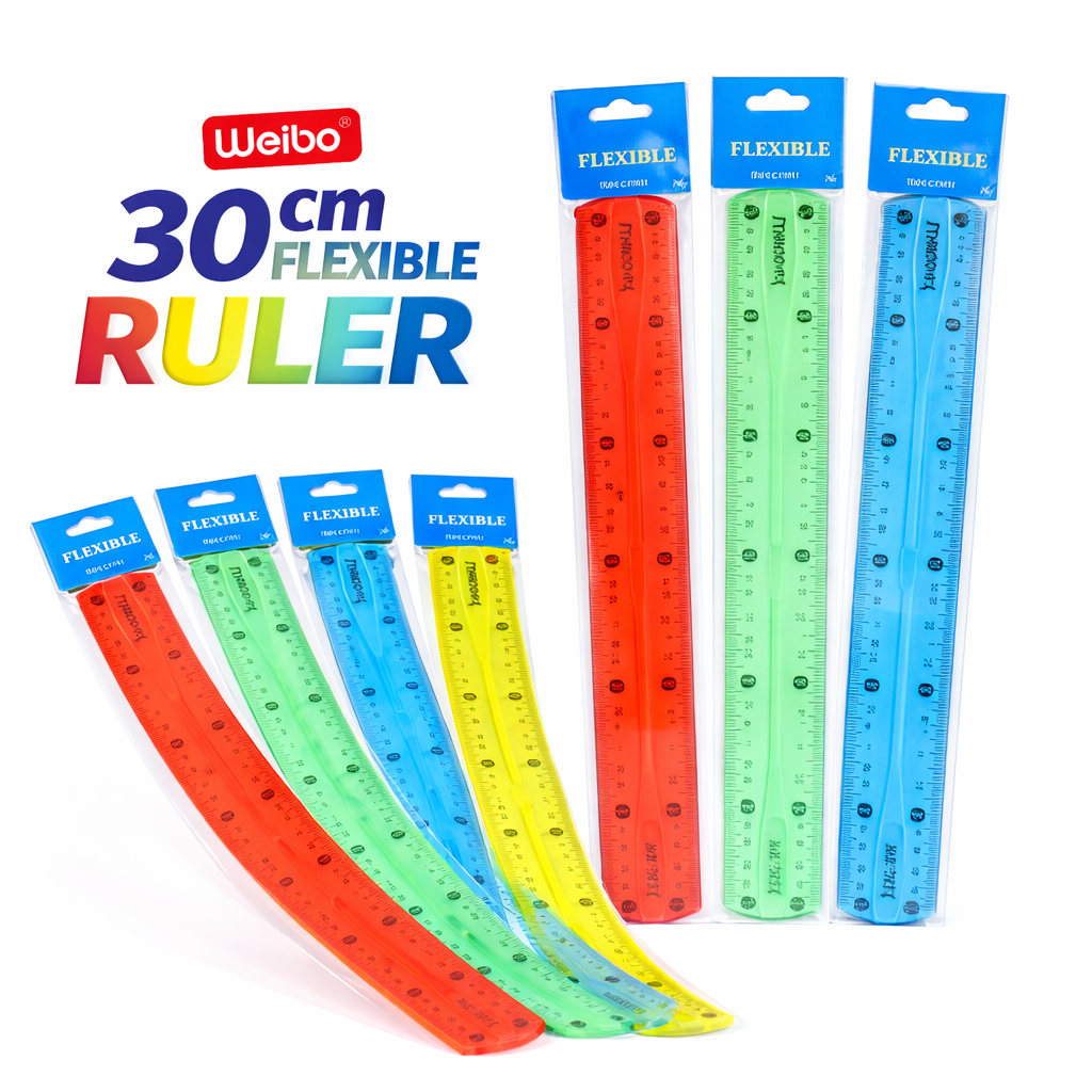 Weibo 30cm Flexible Ruler – Durable Bendable Plastic Ruler (Random Colour)