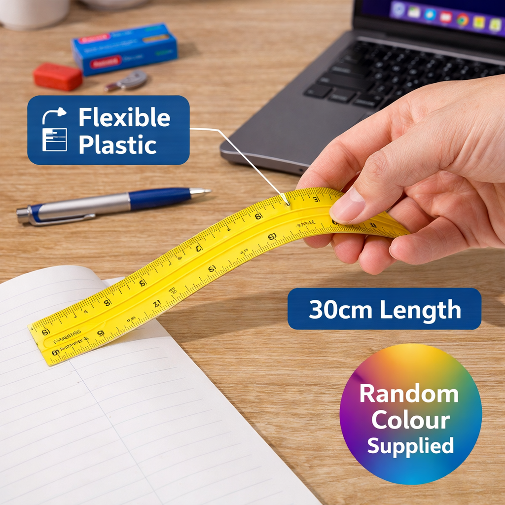 Weibo 30cm Flexible Ruler – Durable Bendable Plastic Ruler (Random Colour)