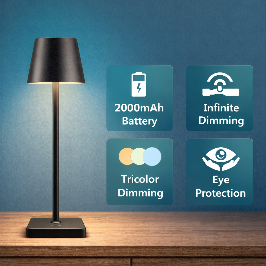 Aerbes LED Table Lamp AB-TD29 – Rechargeable Touch Lamp with Dimming (2000mAh)