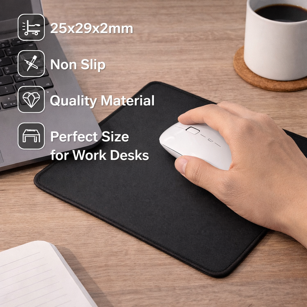 Non-Slip Mouse Pad – Smooth Surface Desk Mat (25×29cm) Durable Work Mouse Pad