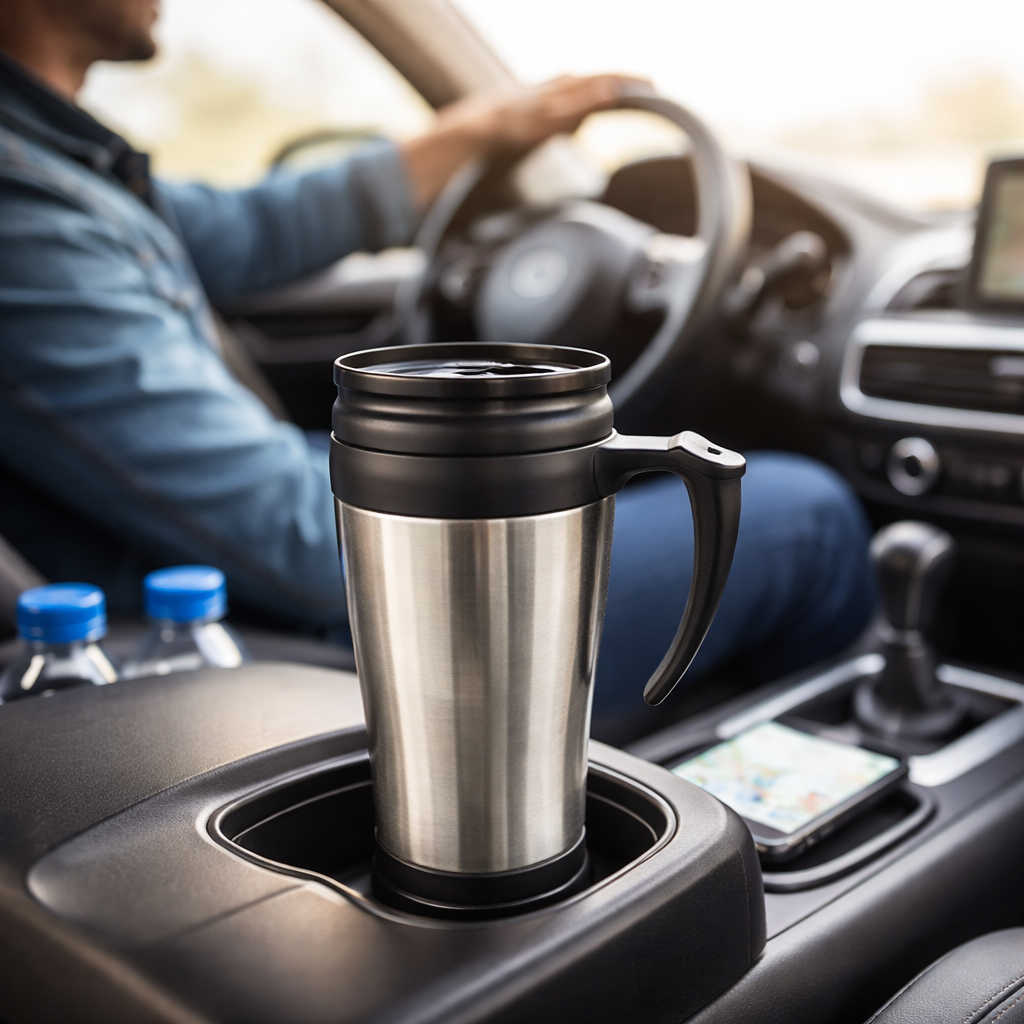 Sunbeam 14oz Stainless Steel Travel Mug with Handle Car Cup Compatible