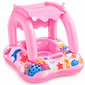 Kids Inflatable Pool Float with Canopy – Pink & Blue Baby Swim Float