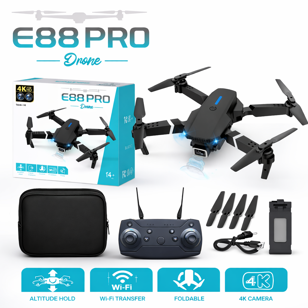 E88 Pro Foldable Drone 4K Dual Camera | WiFi FPV | Altitude Hold