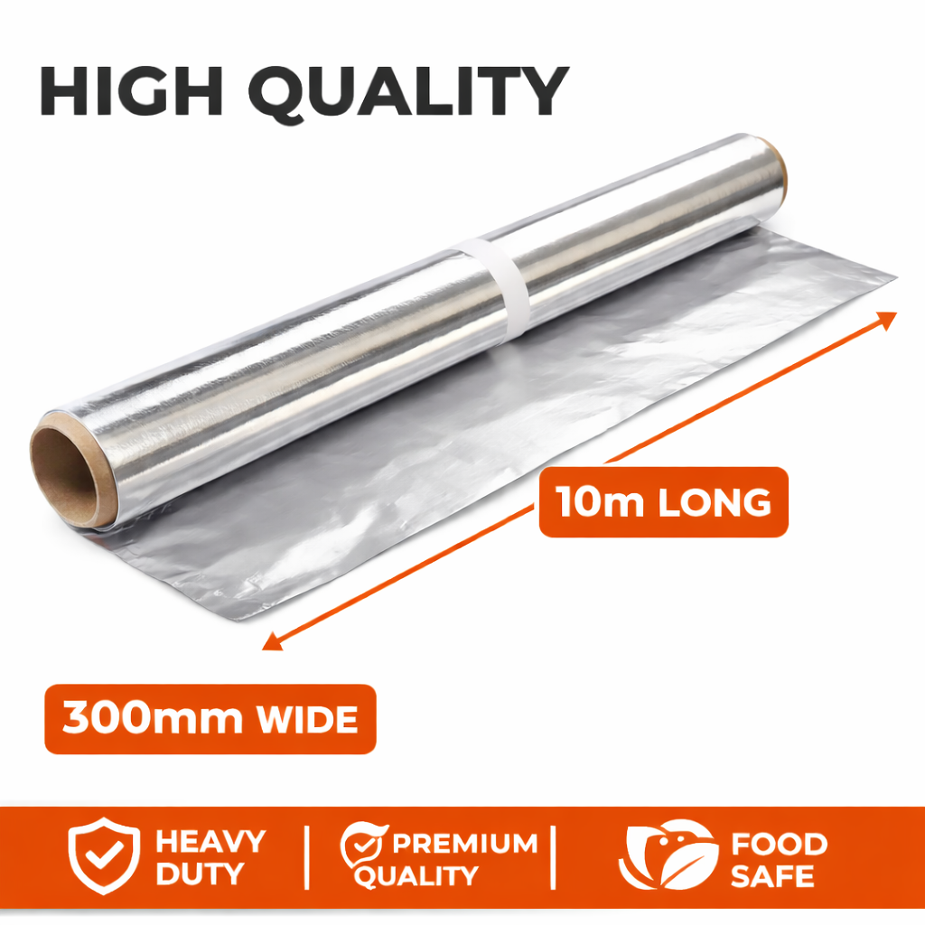 Heavy Duty Aluminium Foil Roll 10m x 300mm | Premium Quality Kitchen Foil