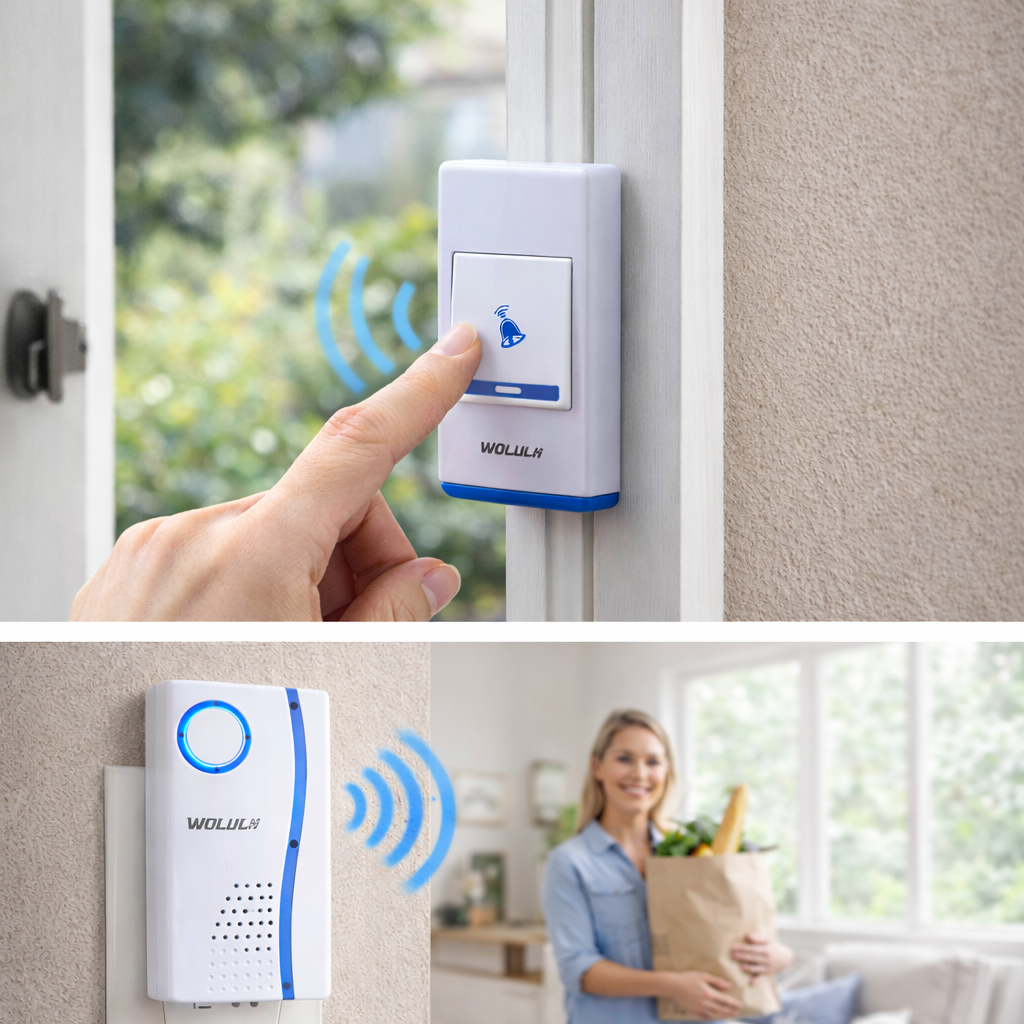 Wireless Doorbell Kit 100m Range | Plug-in Receiver & Battery Button