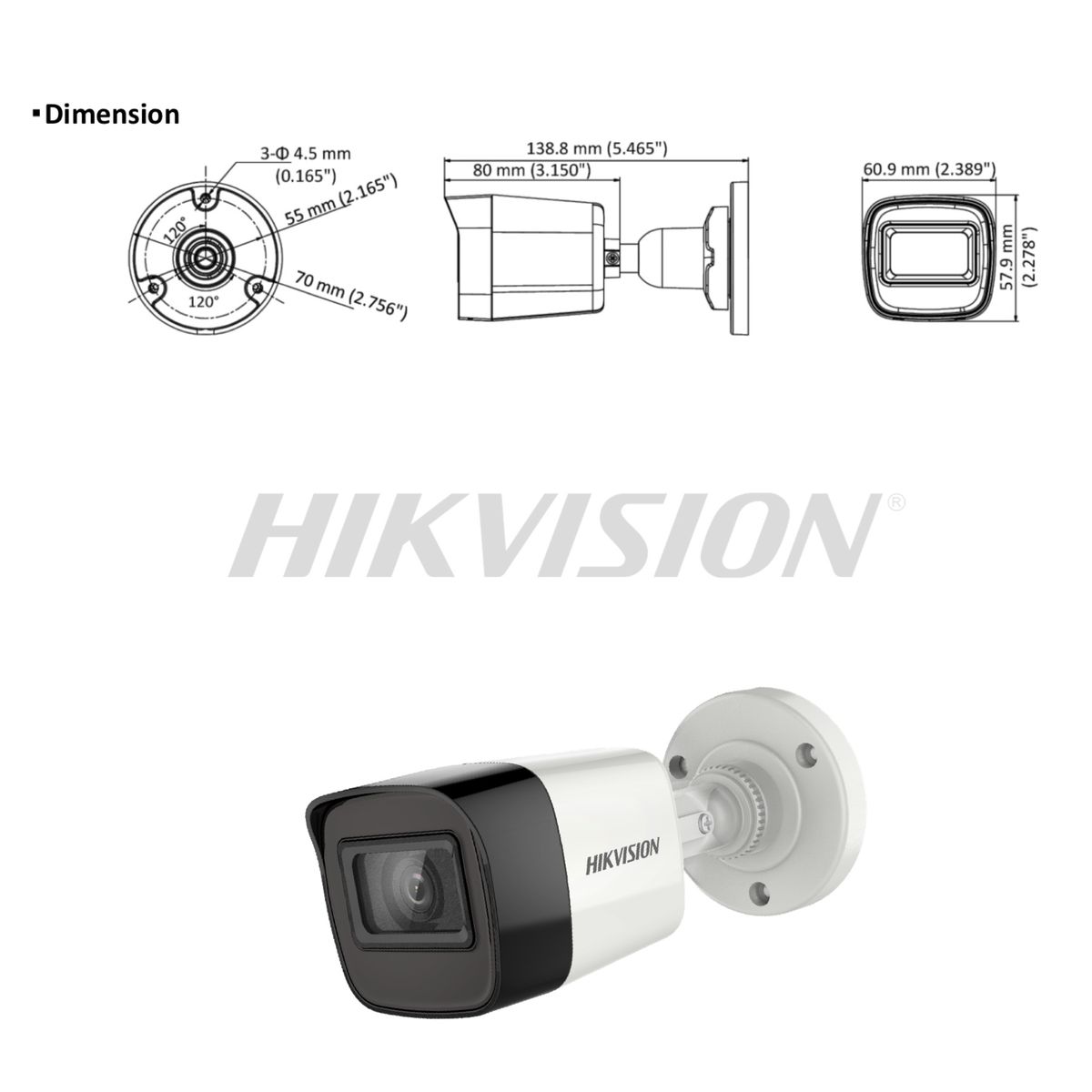 Hikvision 2MP Fixed HD Bullet Camera – DS-2CE16D0T-EXIPF